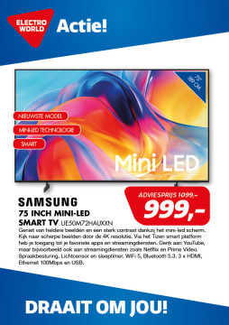 Samsung 75 INCH Mini-led SMART TV UE50M72HAUXXN