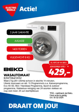 Beko Wasautomaat 50 euro retour
