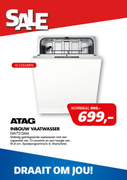 ATAG INBOUW VAATWASSER DW7213MA