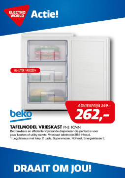 Beko TAFELMODEL VRIESkast FNE 1074N