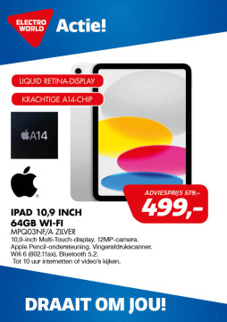 Apple iPad 10,9 inch 64GB 499,-